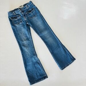 Levi's Girls Size 14 Regular Rise Flare Blue Denim Bootcut Pockets Adjustable